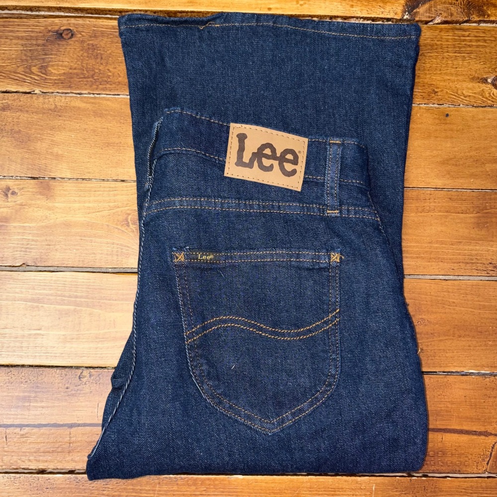 Lee Flare Jeans Women 31x31 Dark Blue Denim High Waist Bell Bottom Stretch Retro